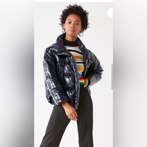 Urban Outfitters Light Before Dark Navy Vinyl
Puffer Jacket Oversized Size S